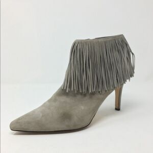 Sam Edelman Kandice Fringe Ankle Bootie In Winter Sky Silver Size 9 Leather